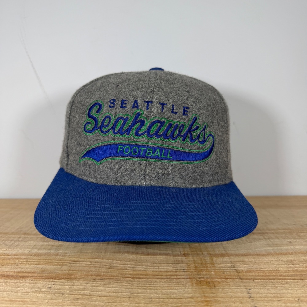 Seattle Seahawks Snapback Hat Mens OSFM Grey Vintage 90s Starter Tailswoop Wool